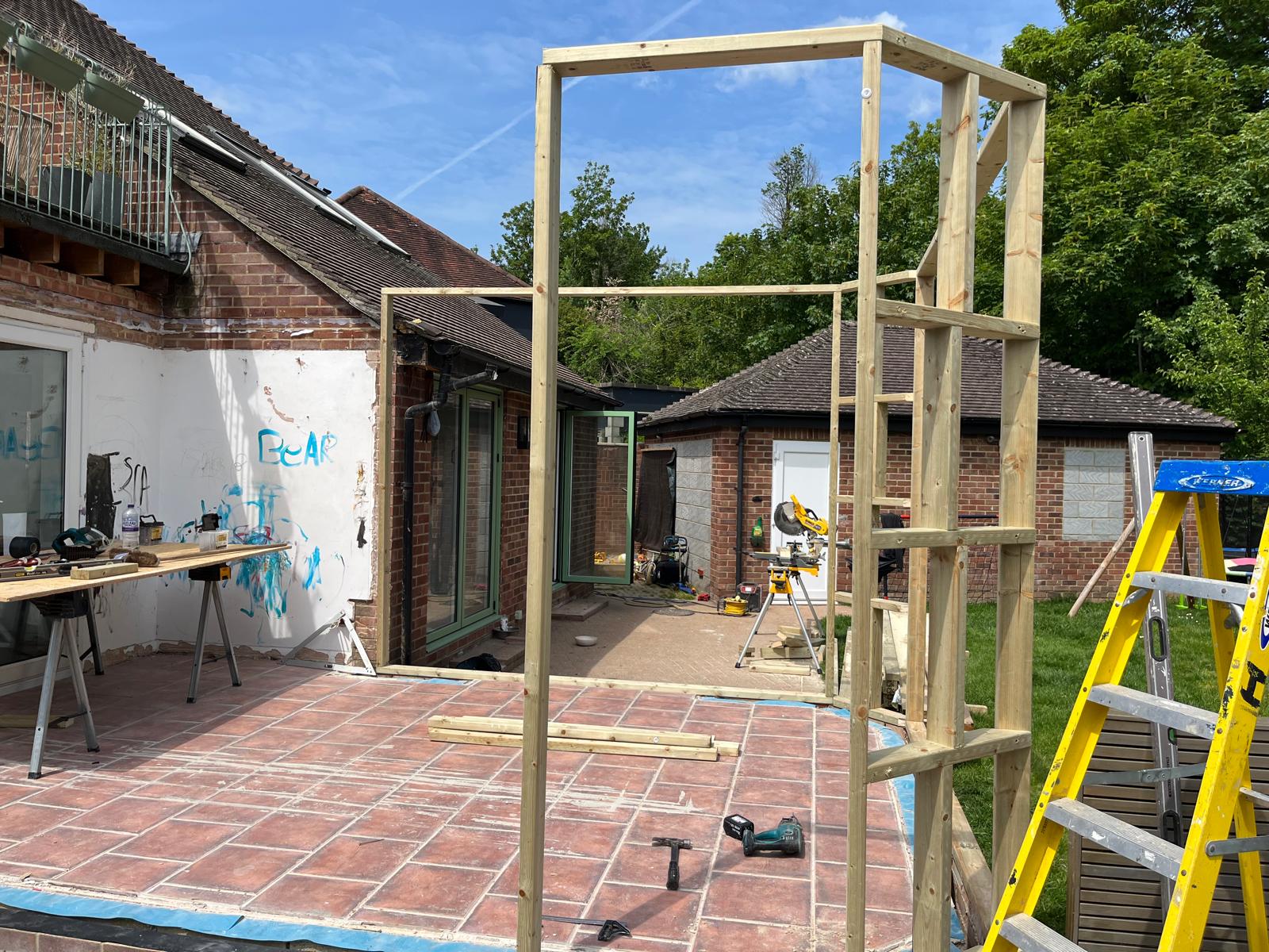 Day 1: Timber frame takes shape