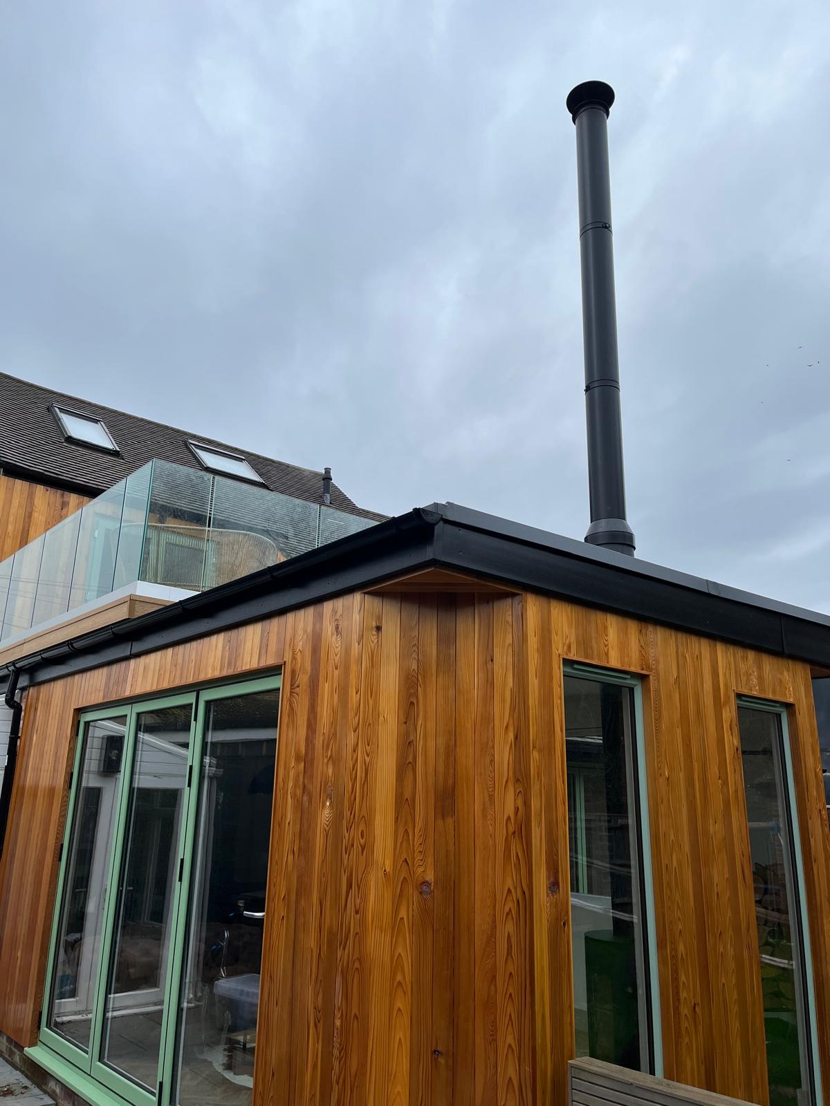 Log burner flue installation